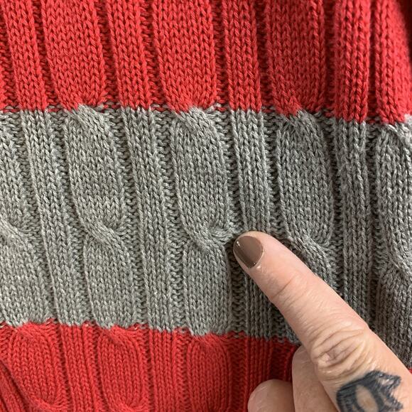 Wet Seal Womens Y2K Fitted Cable Knit Cardigan Sweater Sz XL Striped Preppy Punk - Picture 2 of 9